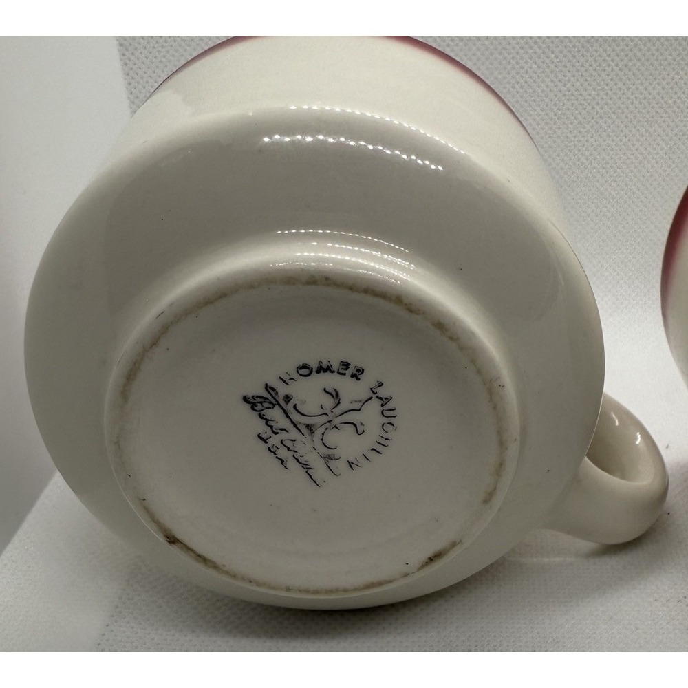 2 Vintage Homer Laughlin USA Heavy Restaurant Ware Coffee Diner Mug China Red - Picture 5 of 5